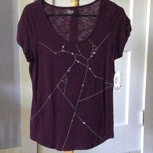 a.n.a top, (a new approach) wine-colored with decorative front